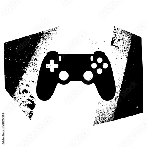 Vector Black gamepad with spray paint effect