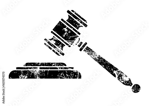 Vector Black gavel and sound block representing justice and law.