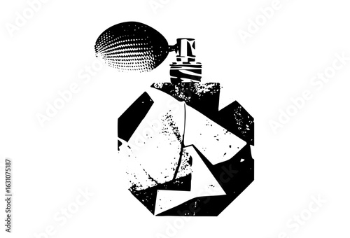 Vector Abstract perfume bottle with spherical element.