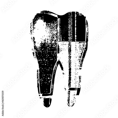 Vector Detailed monochrome of a human molar tooth.
