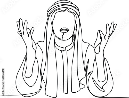 Arab man continuous line drawing vector illustration design