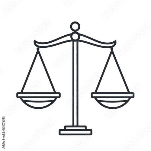 Justice Balance Icon With Circular Top Element on Transparent Background