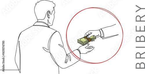 Bribery and corruption concept illustration line art vector
