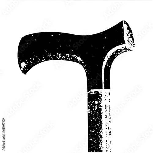 Vector Vintage walking stick with distressed texture.