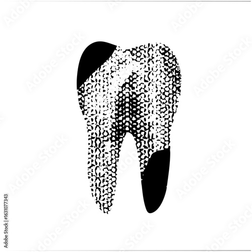 Vector Detailed tooth with speckled texture.