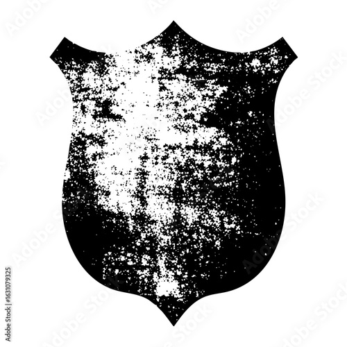 Vector Distressed shield emblem with textured surface.
