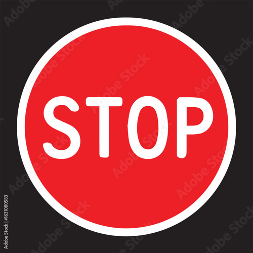Red stop sign icon in minimalist vector format, intended for street traffic use with bold color and clear form for maximum attention.

