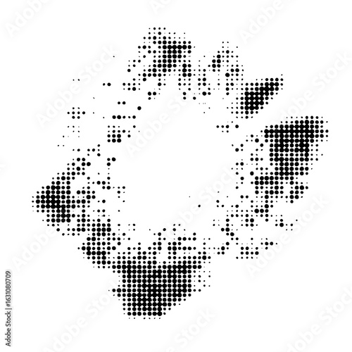 Vector Lion portrait composed of halftone dots.