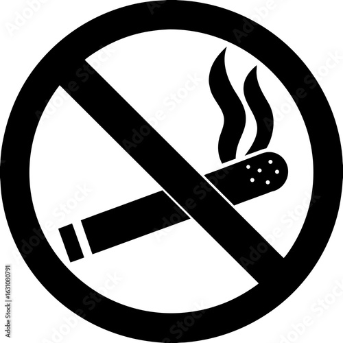 No smoking symbol cigarette forbidden sign silhouette vector illustration