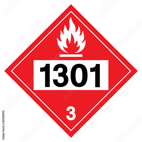 UN1301 Flammable Liquid Symbol Sign, Vector Illustration, Isolate On White Background, Label.EPS10