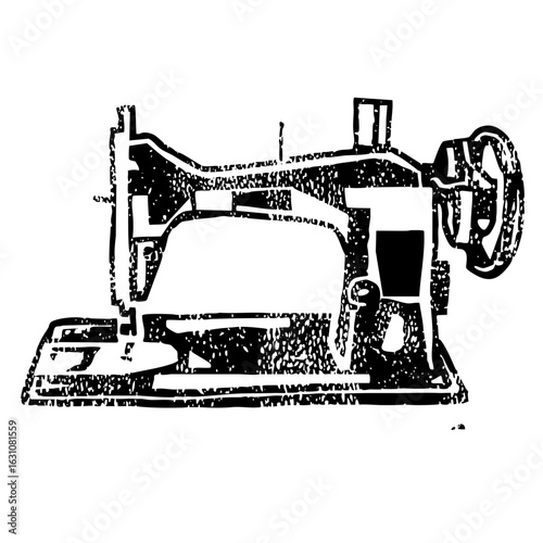 Vector Vintage sewing machine in black and white.
