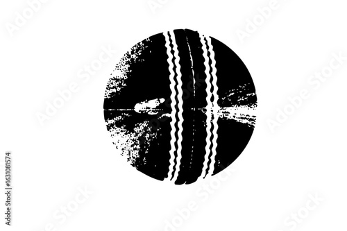 Vector Black and white cricket ball with textured seams.