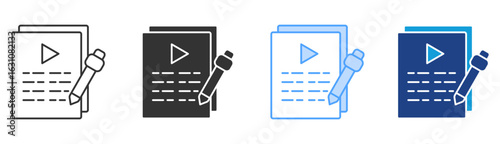 Script Icon Set Multiple Style Collection