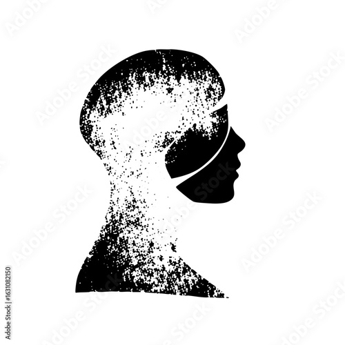 Vector Abstract portrait of a person dissolving into particles.