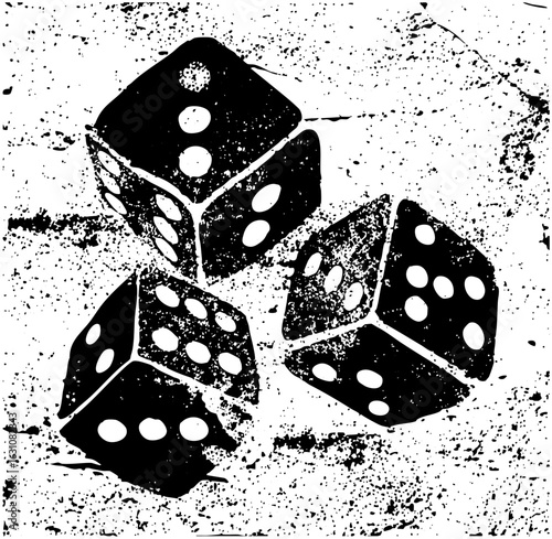 Vector Black and white vector of scattered dice.