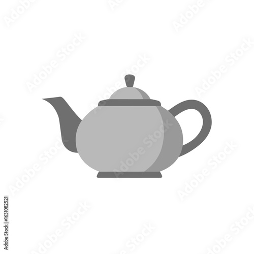 Simple grey teapot illustration isolated on white background, perfect for tea and beverage concepts.