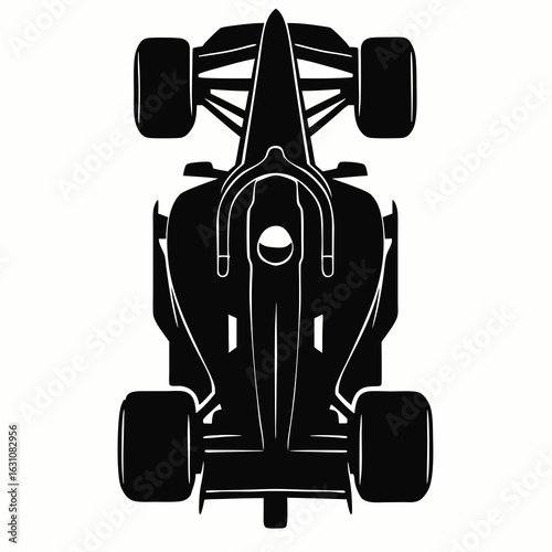 Black silhouette of a racing f1 car vector graphic on white background