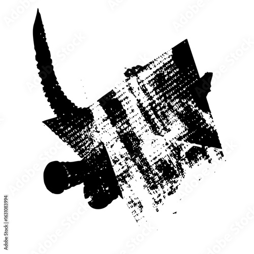 Vector Dramatic knife and document with a distressed texture.