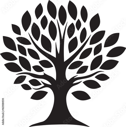 Green logo including a large tree icon black vector illustration