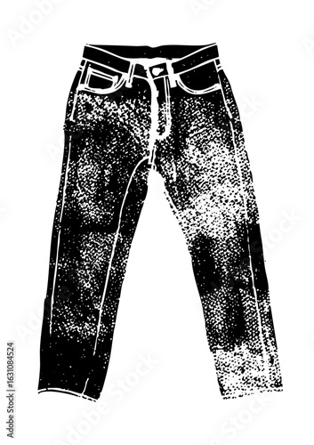 Vector Black and white vector of denim pants.