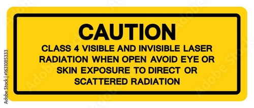 Caution Class 4 Visible and Invisible Laser Radiation Symbol Sign,Vector Illustration, Isolate On White Background Label.EPS10