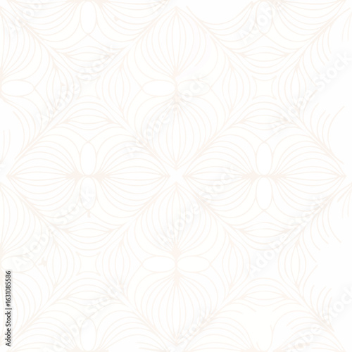 Pale Beige Interlocking Floral Petal Pattern on White Background floral pattern interlocking pattern