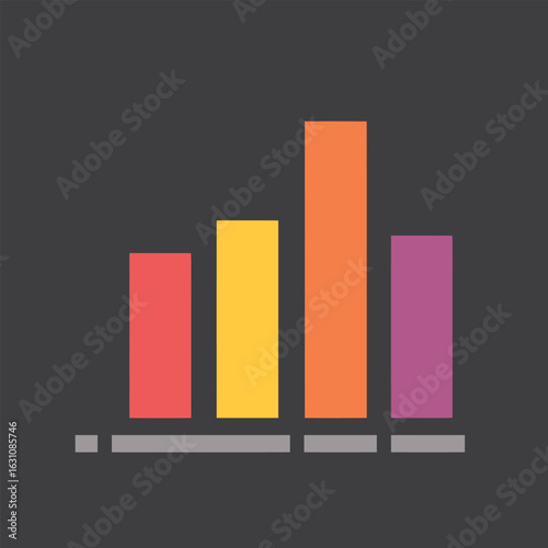 Modern flat design bar chart icon. A colorful infographic element representing data analysis, statistical information, and business growth.