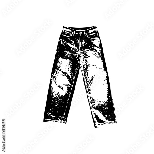 Vector Distressed denim jeans with torn knees