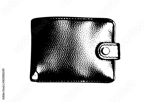 Vector Detailed of a closed wallet with a snap closure.