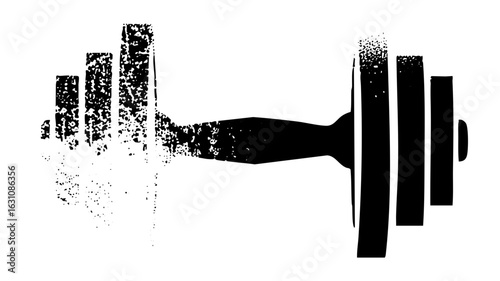 Vector Abstract barbell with distressed texture.