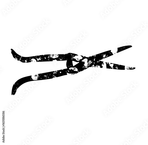 Vector Black silhouette of pruning shears a gardening tool.