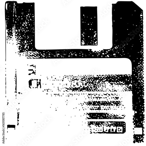 Vector Vintage floppy disk with distressed texture.