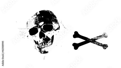 Vector Dramatic skull and crossbones vector .