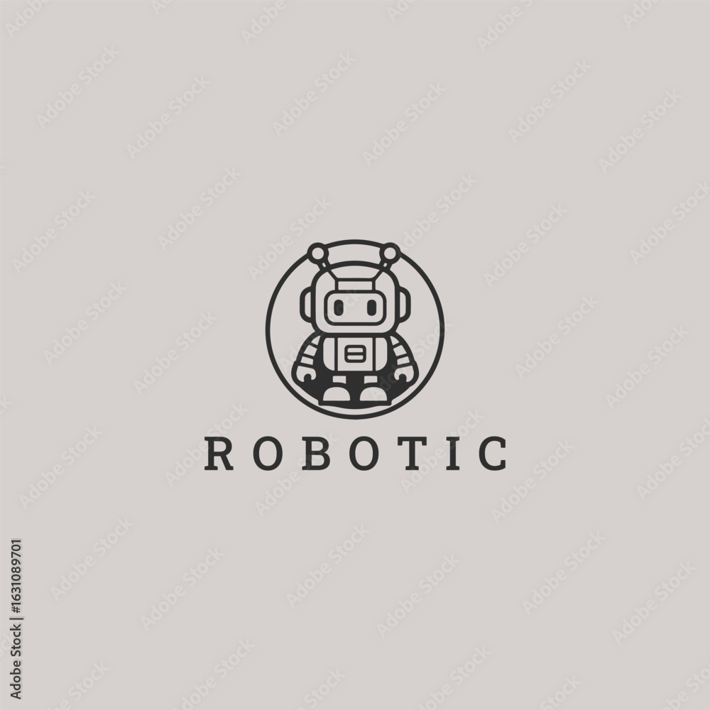 Fototapeta premium Robotic logo style icon design template vector illustration