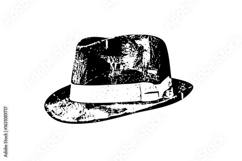 Vector Vintage top hat with ribbon detail