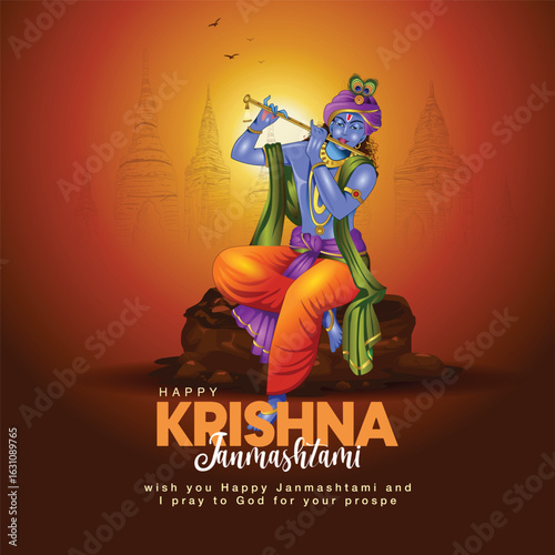 happy shree krishna janmashtami greetings.abstract vector illustration design