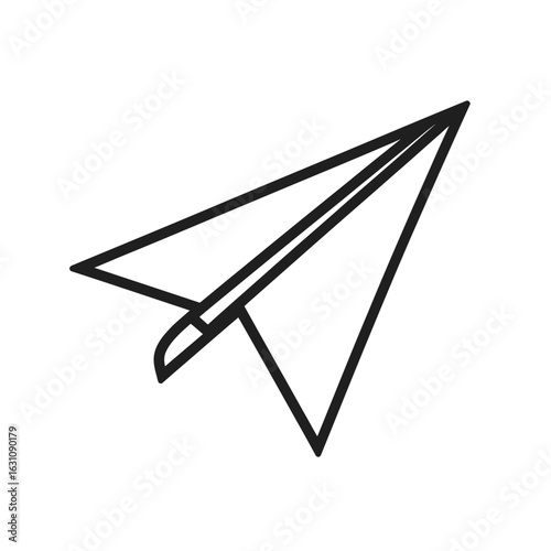 Paper Airplane with Transparent Background and Black Outline Icon