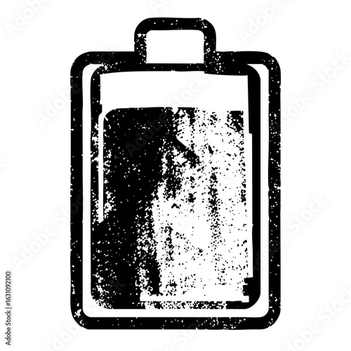 Vector Black and white battery depicts partial charge.