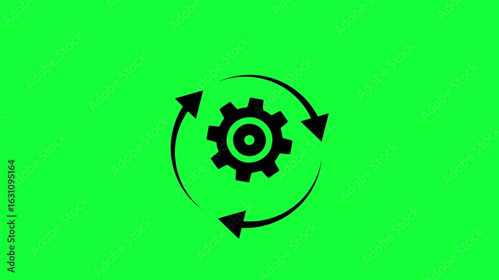 Loading icon and gear icon animation green screen, framework icon A ...