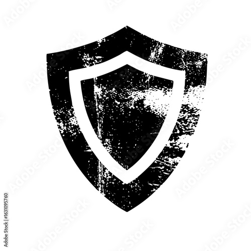 Vector Distressed shield with a protective inner shape.