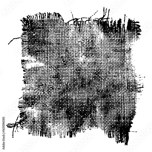 Vector Distressed fabric texture with frayed edges creates a rough worn effect.