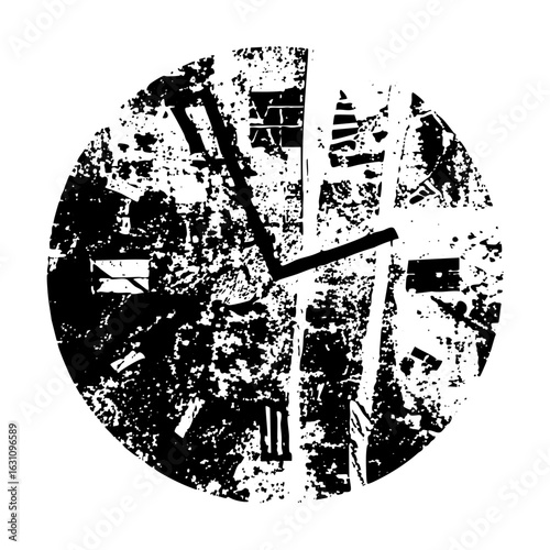 Vector Distressed clock face with abstract hands
