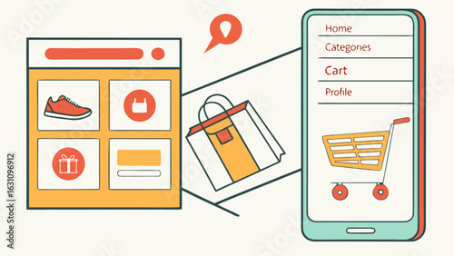 Online shopping app with cart and products for ecommerce store and mobile shopping experience for customers