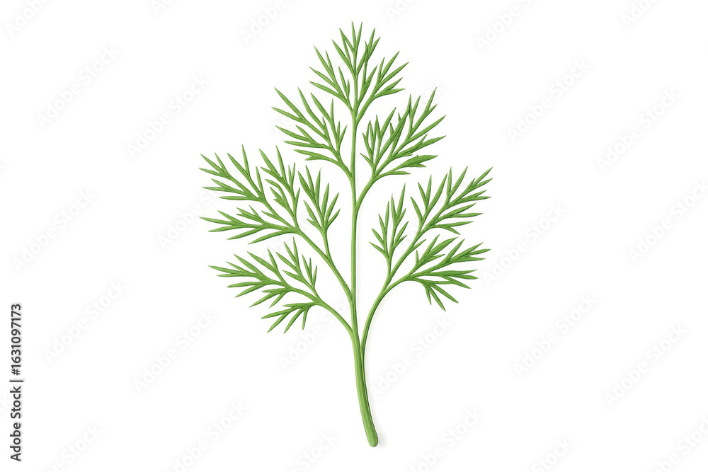 Naklejka premium Realistic dill sprig illustration, isolated on transparent background, enhancing culinary designs with fresh, vibrant herb presentation