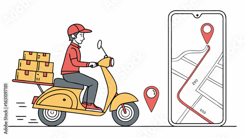 Delivery service with scooter and mobile app tracking for fast and efficient package distribution system