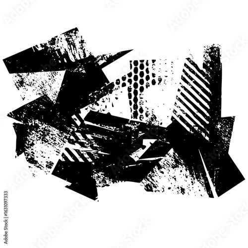Vector Abstract geometric shapes create a dynamic distressed .