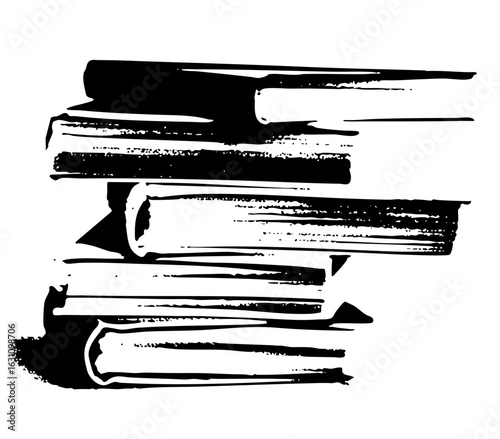 Vector Stacked books depicts a collection of literary resources.