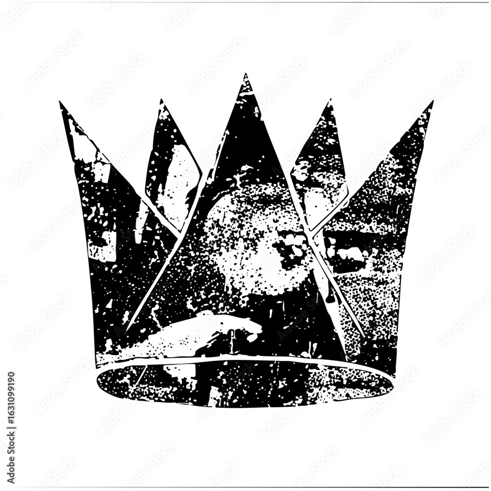 Obraz premium Vector Monochrome crown featuring a lions face.