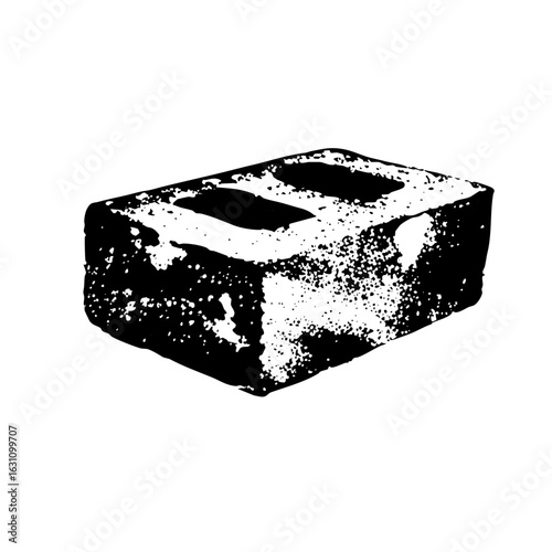 Vector Distressed concrete block with hollow core.