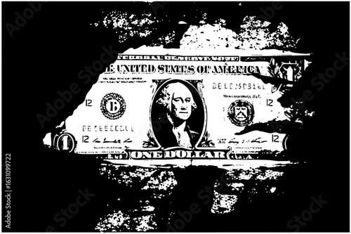 Vector Stylized portrait of a person on currency .